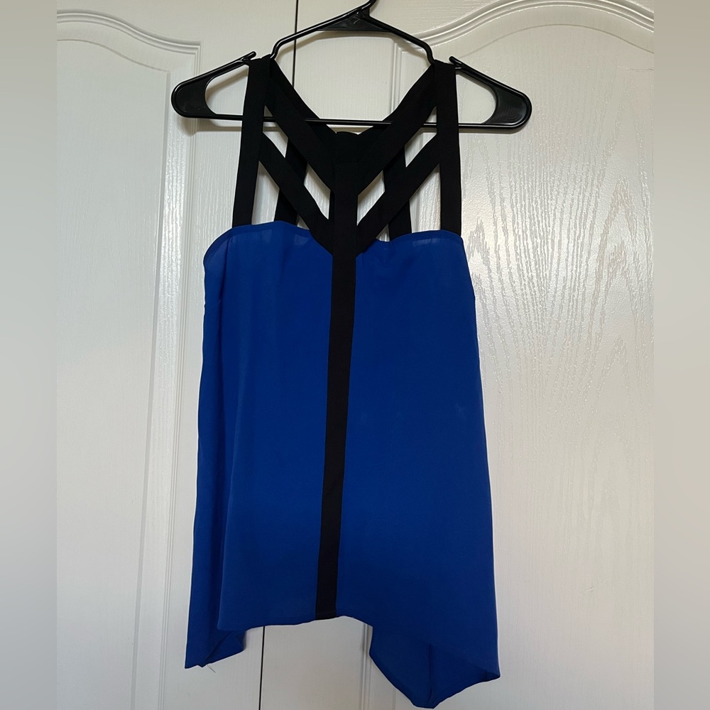 Bisou Bisou Blue and Black Camisole Top - Picture 2 of 3